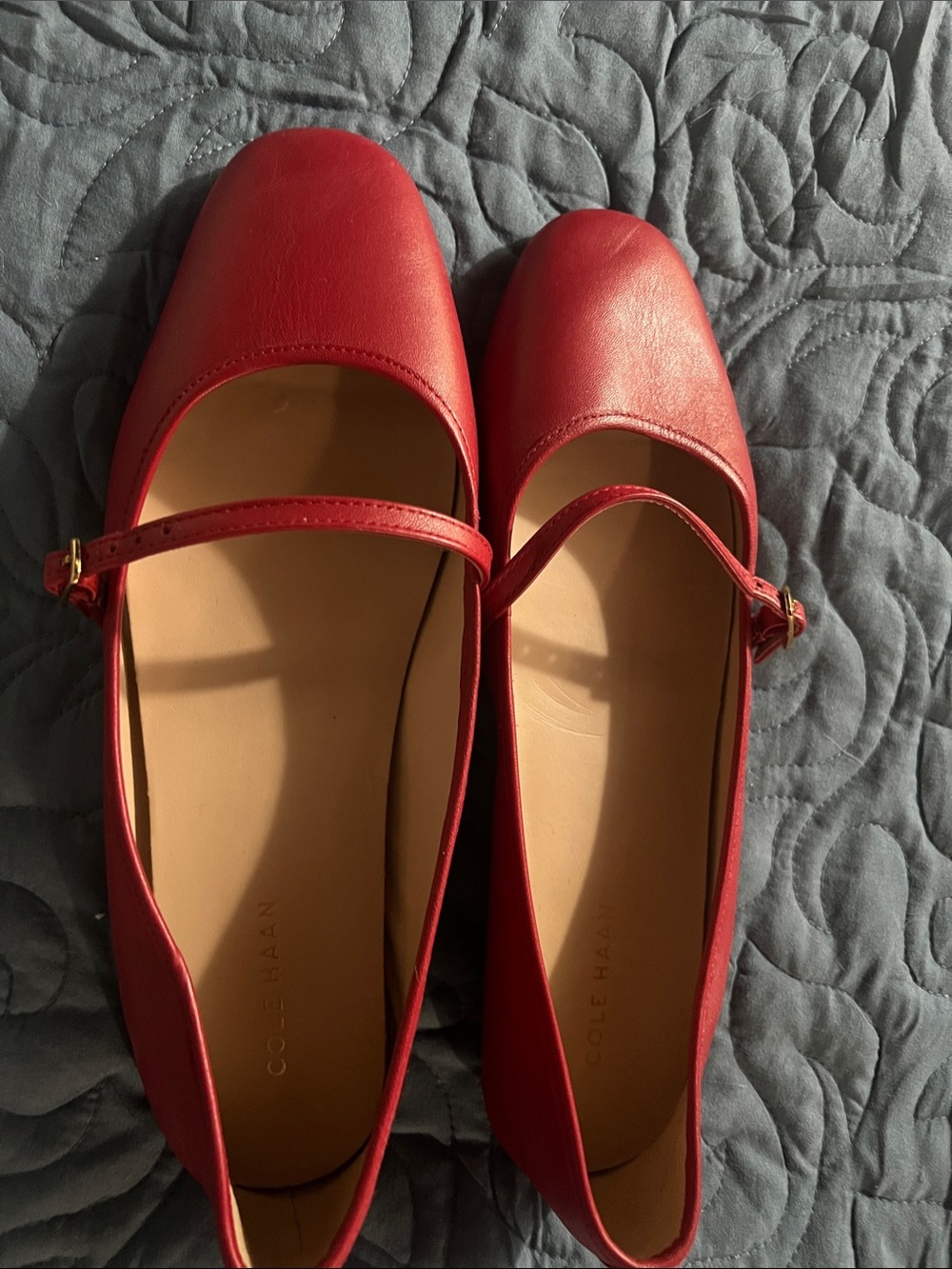 Cole Haan Red Leather Mary Jane Ballet Flats